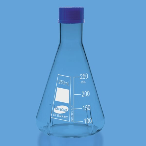 ERLENMEYER EN VIDRIO CON TAPA ROSCA PLÁSTICA